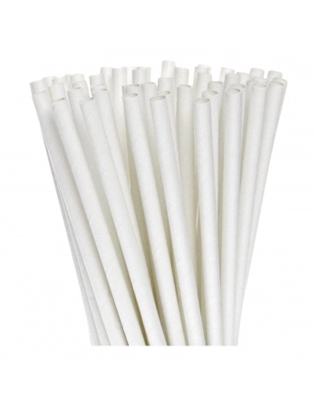 Canudo de Papel para Refrigerante Branco 6mm