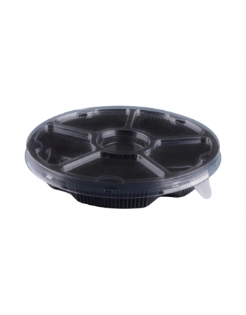 Petisqueira 5 Divisórias Preta 1000mL (G-550) - GALVANOTEK