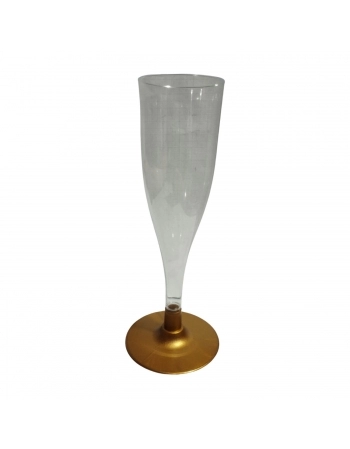 Taça Acrílica para Champagne Base Dourada 150mL (PW-T3) - WER
