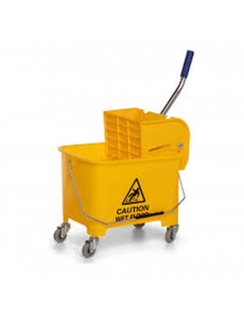 Carro para Limpeza Profissional 20L com Divisória Amarelo - NOBRE