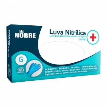 LUVA NITRILICA AZUL - GRANDE (NOBRE) - CA 39331