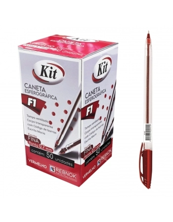 Caneta Esferográfica Vermelha - KIT