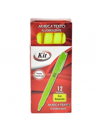 Caneta Marca Texto Fluorescente Amarela - KIT
