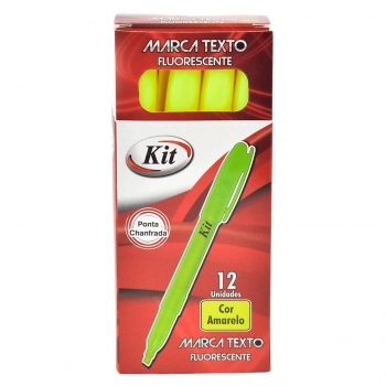 Caneta Marca Texto Fluorescente Amarela - KIT