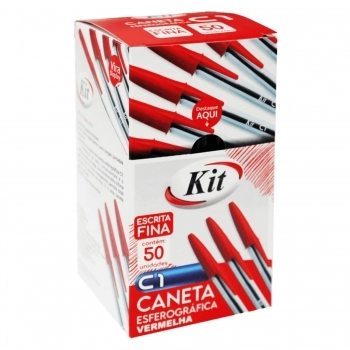 CANETA ESFEROGRAFICA VERMELHA PONTA FINA 07MM C1 C/50 - KIT