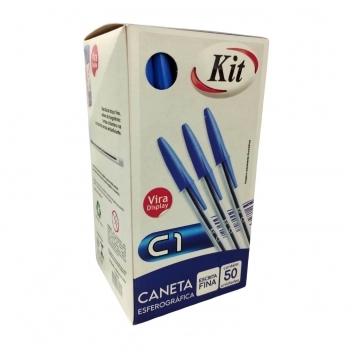 CANETA ESFEROGRAFICA AZUL PONTA FINA 07MM C1 C/50 - KIT