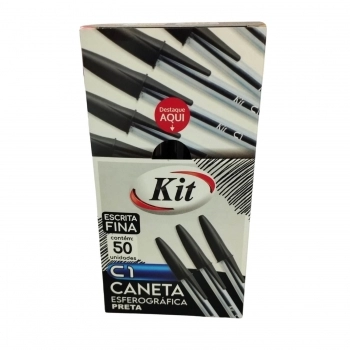 CANETA ESFEROGRAFICA PRETA PONTA FINA 07MM C1 C/50 - KIT