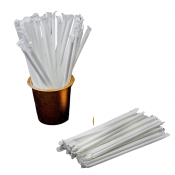 Canudo de Papel Branco com Sachê 6mm