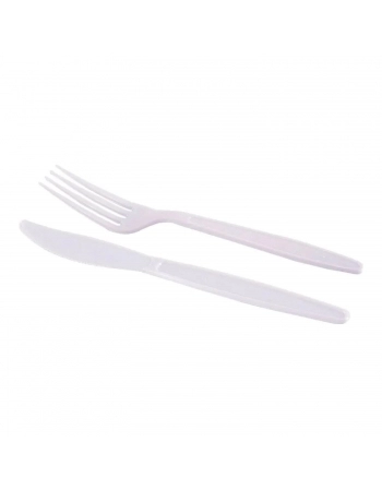 Kit Garfo e Faca Branco - PRAFESTA
